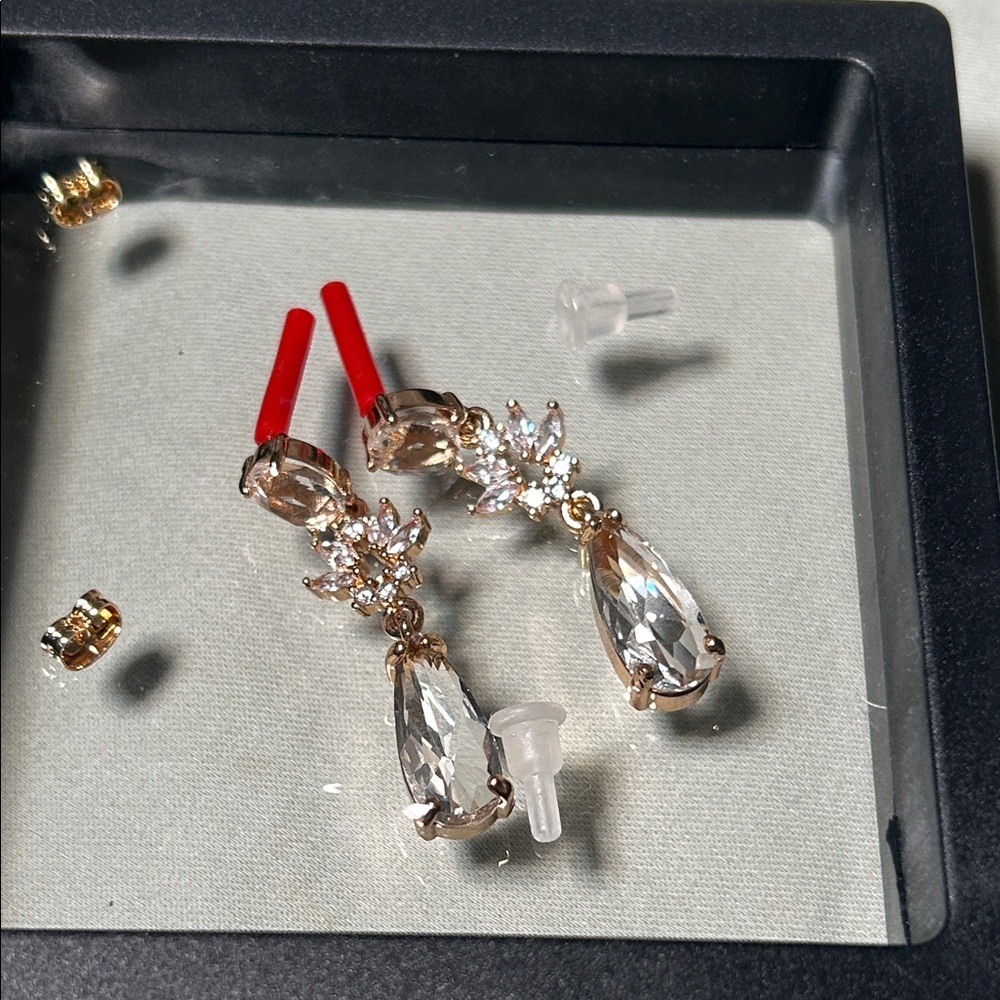 Art Deco bridal earring Gold and Gold Crystal Earrings